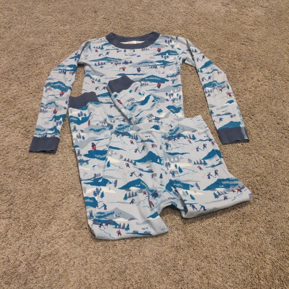 Hanna Andersson Winter Hockey Long John Pajamas Size 140 (10) Organic Cotton